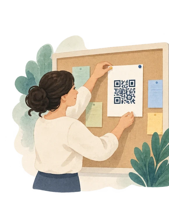 Eine Lehrkraft stellt einen QR-Code bereit